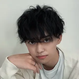 ミディアム パーマ メンズ 飛田 優のヘアスタイル