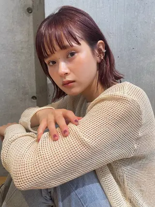 ミディアム カラー 暖色カラー/ピンク カラー/HARUKAのヘアスタイル