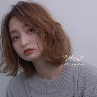 ミディアム カラー 竹内啓太 ボブのヘアスタイル