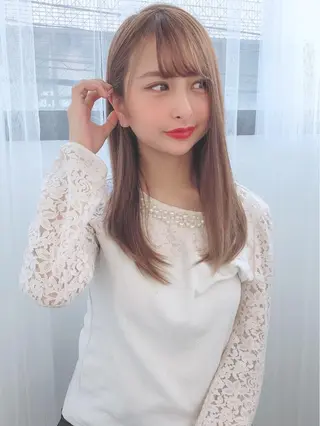 ミディアム カラー パーマ ヘアアレンジ 美髪矯正 Rioのヘアスタイル