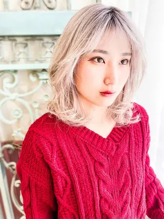 ミディアム カラー パーマ ヘアアレンジ メンズ 表参道Lise おおいしおりのヘアスタイル