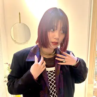 ミディアム カラー ショート/ウルフ ハイトーン/カイセイのヘアスタイル