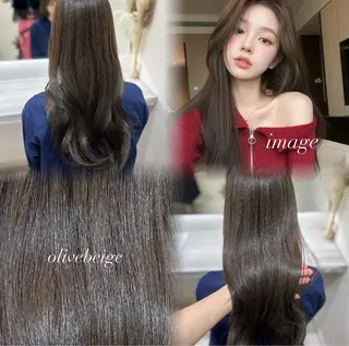 ロング ベージュカラー🤎 酸性縮毛矯正のヘアスタイル