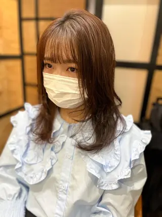 ミディアム カラー パーマ ヘアアレンジ メンズ キッズ ネイル マツエク・マツパ アイブロウ 久木原 ゆりのヘアスタイル