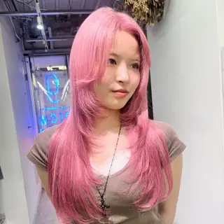 ロング カラー 渋谷🎨ハイトーン× エクステ🎨レンのヘアスタイル