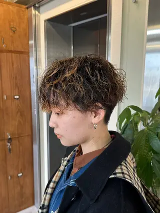 ショート パーマ メンズ 渋谷/メンズパーマ/ ミディアム/田代昂平のヘアスタイル