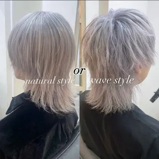 ミディアム カラー メンズ ☁️ケアブリーチ￤ ウルフ￤Shioriのヘアスタイル