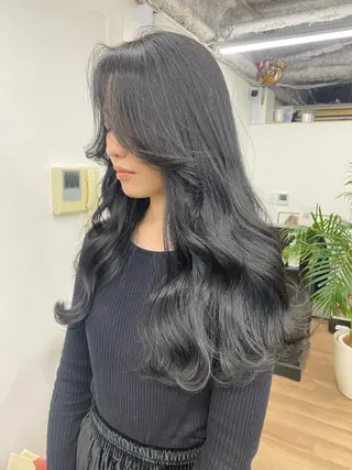 ロング パーマ ヘアアレンジ メンズ キッズ ネイル マツエク・マツパ アイブロウ 韓国風×透明感カラー 髪質改善オタベシンヤのヘアスタイル