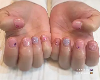 ネイル ショートネイル 森のさんぽ道のネイルデザイン