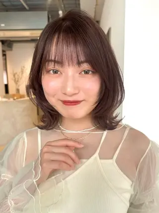 ミディアム 🌷モア 🌷暖色カラー・ボブのヘアスタイル