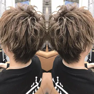 ミディアム カラー パーマ メンズ イシイ リョウヘイのヘアスタイル