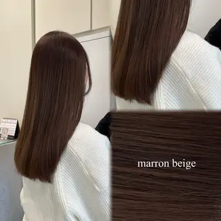 ロング カラー 垢抜け小顔レイヤー オリーブ/スミレのヘアスタイル