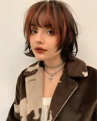 ミディアム カラー ヘアアレンジ 小顔レイヤー×コンパ クトボブ/林隆平のヘアスタイル