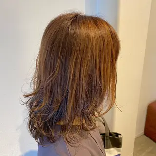 ミディアム カラー 酸性ストレート/ブリ ーチなしWカラー河本のヘアスタイル