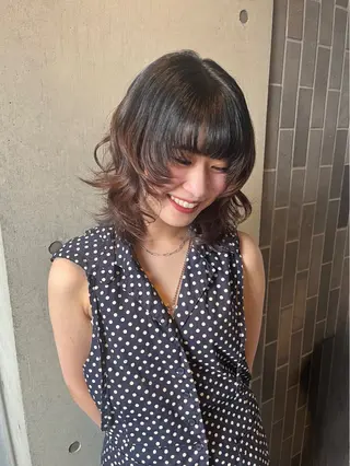 ミディアム 広香🪽ハイトーン/ レイヤー/ヘアセットのヘアスタイル