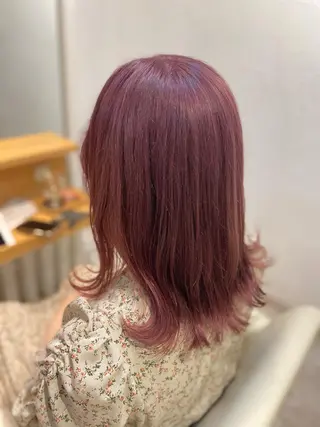 セミロング カラー 酸性ストレート/ブリ ーチなしWカラー河本のヘアスタイル