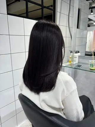 セミロング カラー 表参道♡暗髪♡ 艶カラー♡アユミのヘアスタイル