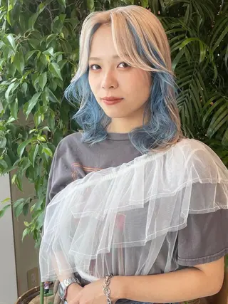セミロング カラー パーマ ヘアアレンジ 江坂エリア最安値◎ ブリーチ*土田のヘアスタイル