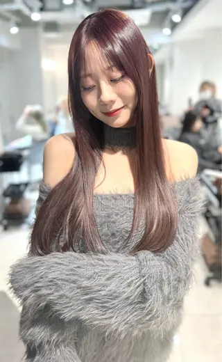 ロング カラー 韓国風ハッシュカット 似合わせレイヤー池袋のヘアスタイル