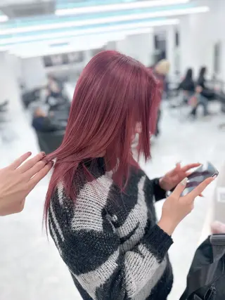 セミロング カラー ウルフ&レイヤー特化 まとまる美髪矯正のヘアスタイル