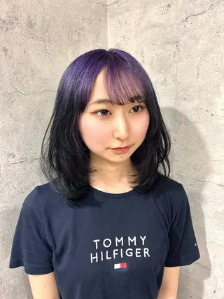 ミディアム カラー ブリーチ/エクステ/ 新宿/アリルのヘアスタイル
