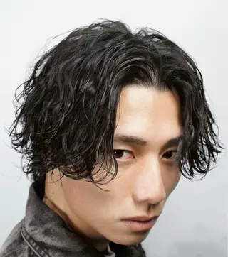 ミディアム パーマ メンズ 恵比寿メンズカット モデル無料/かずきのヘアスタイル