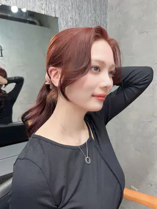 セミロング カラー ヘアアレンジ 韓国レイヤー/ 顔周り💕田中将吾のヘアスタイル