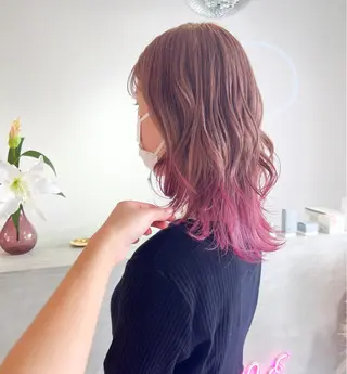 ミディアム カラー 🎀ダブルカラー/ ピンク×ガーリー🎀のヘアスタイル