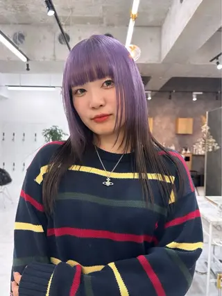 セミロング カラー ヘアアレンジ TAKUMAブリーチ /切りっぱなし🪽のヘアスタイル