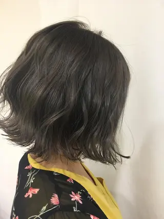 ショート カラー パーマ ヘアアレンジ きむえり/髪質改善 /うねり広がり改善のヘアスタイル