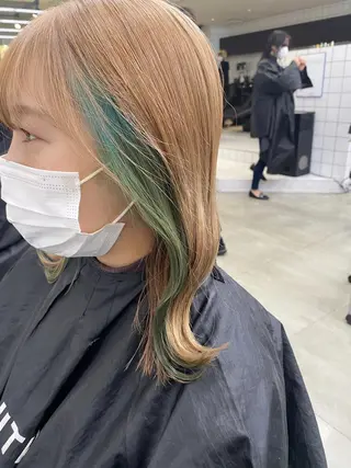 カラー ヘアアレンジ セミロング *モデル募集🤍横浜 透明感カラー🫧のヘアスタイル