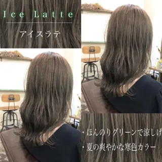 セミロング カラー パーマ ヘアアレンジ ゆさこのか ダブルカラー／縮毛のヘアスタイル