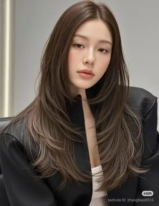 ロング 韓国風レイヤー 日向 GINZAのヘアスタイル