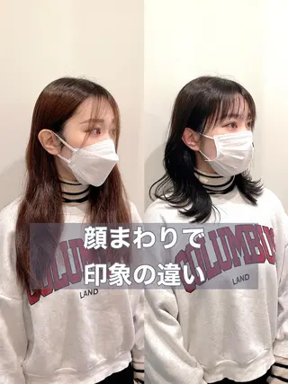 セミロング 🌹ハッシュカット、 レイヤー韓国ヘア🌹のヘアスタイル