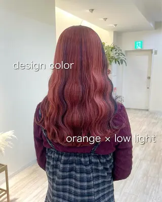 ロング カラー ゆさこのか ダブルカラー／縮毛のヘアスタイル