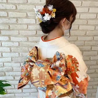 セミロング ヘアアレンジ 近鉄奈良 カラー　うのさくらのヘアスタイル