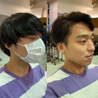 ショート パーマ メンズ 佐々木 雪菜のヘアスタイル