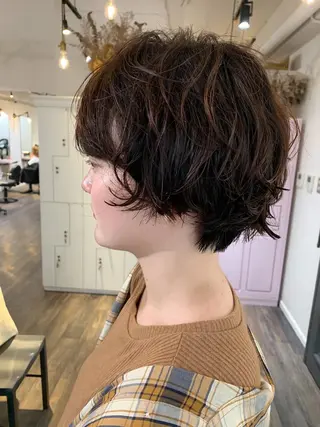ショート パーマ 安村 美奈のヘアスタイル