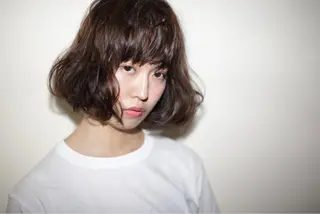 ショート ミディアム カラー パーマ タジマ ヤスヒサのヘアスタイル