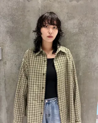 ミディアム パーマ 篠江 廉のヘアスタイル