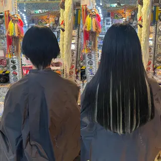 ショート カラー ヘアアレンジ 🌈派手髪エクステ ブレイズ🌈ひろとのヘアスタイル