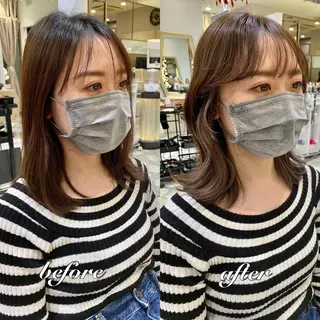 ミディアム カラー パーマ ヘアアレンジ メンズ キッズ ネイル マツエク・マツパ アイブロウ 《褒められる》 透明感カラー/小嶋のヘアスタイル