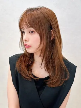 セミロング カラー パーマ kazuki【顔周り ×レイヤーカット】のヘアスタイル