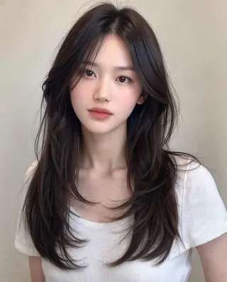 ロング カット無料｜レイヤー カット｜韓国モテへアのヘアスタイル