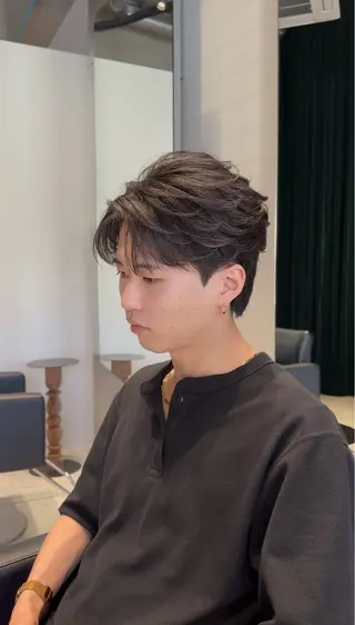 ショート メンズ メンズ特化/フェザー パーマ 和哉のヘアスタイル