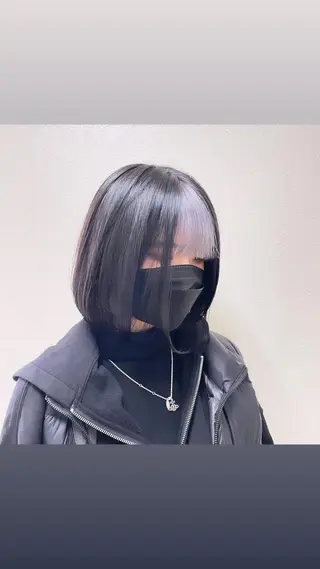 ミディアム カラー パーマ ヘアアレンジ メンズ キッズ ネイル マツエク・マツパ アイブロウ 切りっぱなしヘアボブ ミディアムヘアRYOのヘアスタイル