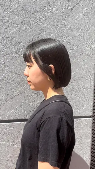 ショート カラー パーマ ヘアアレンジ メンズ キッズ 切りっぱなしヘアボブ ミディアムヘアRYOのヘアスタイル