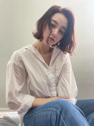 ミディアム カラー パーマ WEG所属・韓国レイヤー/艶髪 WATSUKIのヘアスタイル