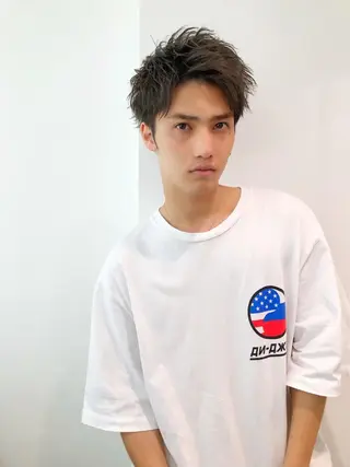 ショート カラー パーマ メンズ ベージュグレージュ 💕しゅーじ💕のヘアスタイル