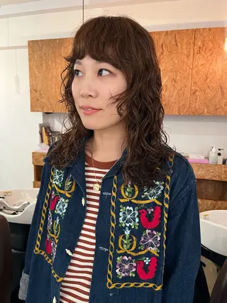 ミディアム パーマ 暖色/パーマ 🌼クニトウメイのヘアスタイル